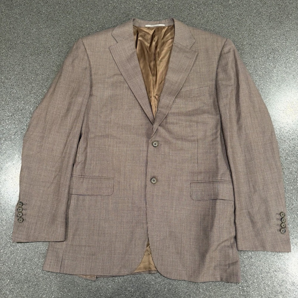 Canali Sport Coat Blazer Men's Italy Wool Jacket‎ 42R Brown Mini Houndstooth